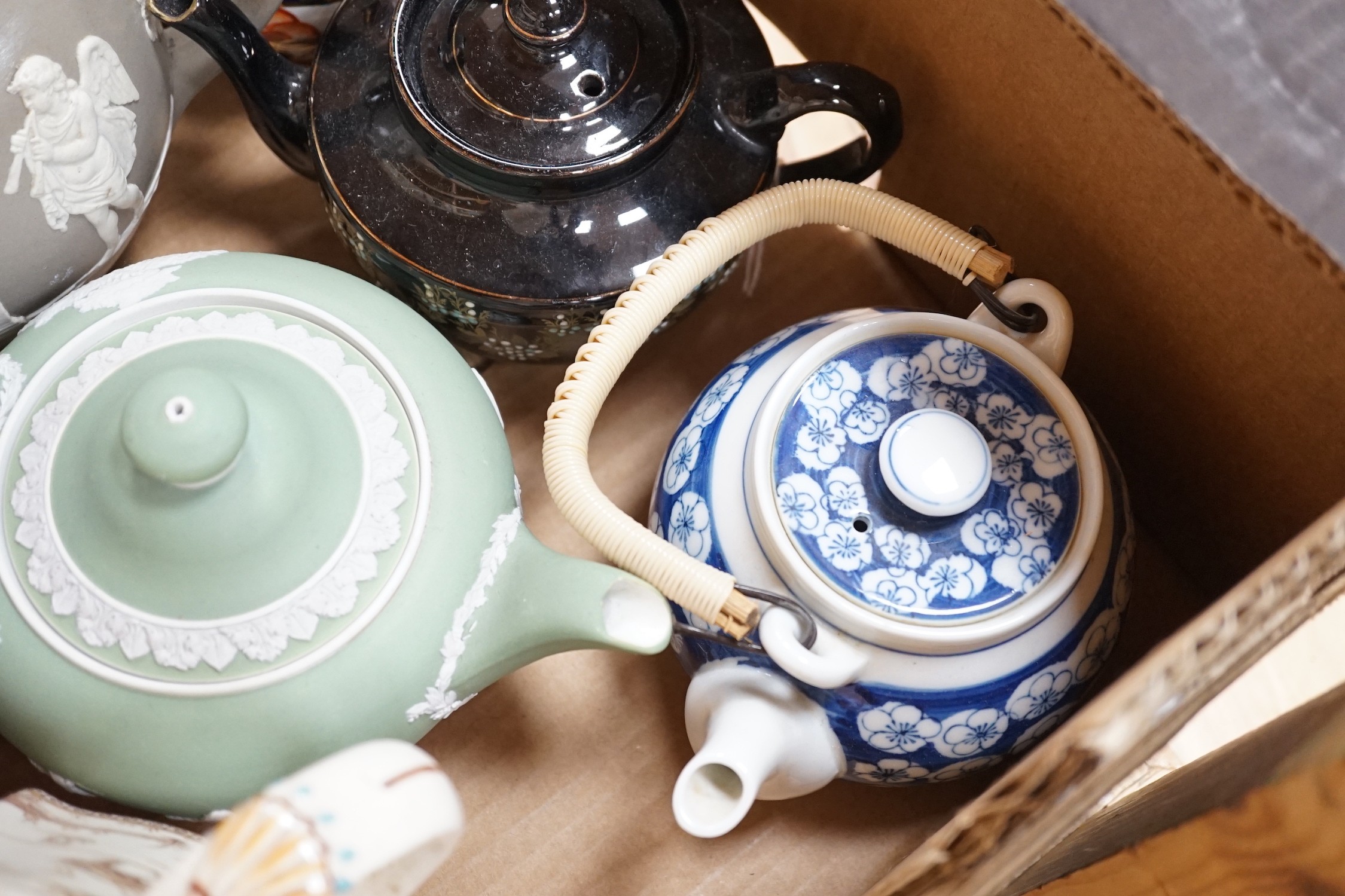 A selection of various ceramic teapots, to include Wedgwood